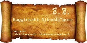 Bugyinszki Nikodémusz névjegykártya